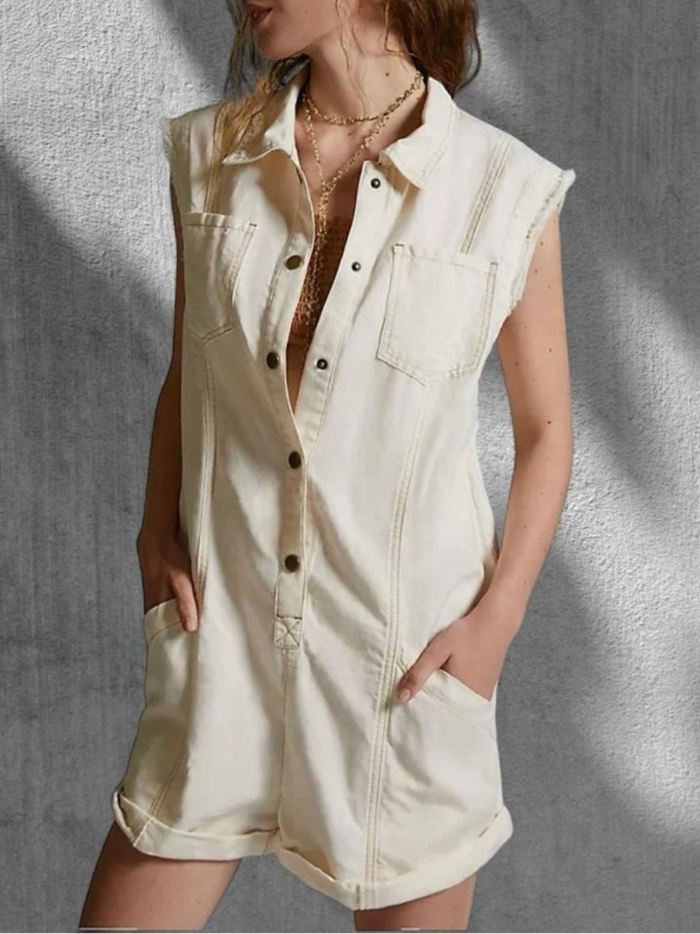 Anthropologie Pilcro Denim Mechanic Romper